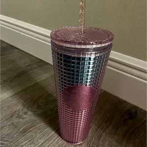 STARBUCKS Ombre Pink and Blue Grid Cold Cup summer 2021